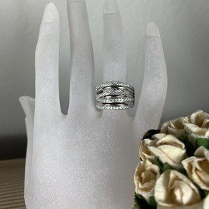 NEW Size 7 1/2 Pave Set CZ Cubic Zirconia Cocktail Ring in Sterling Silver
